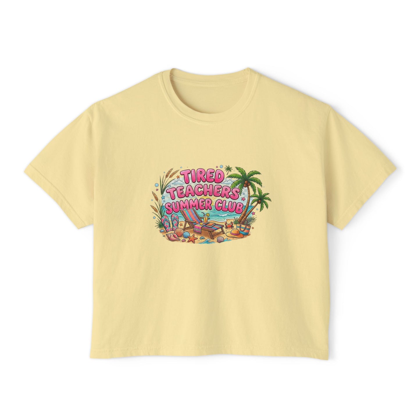 Tired Teacher Summer Club Boxy Tee