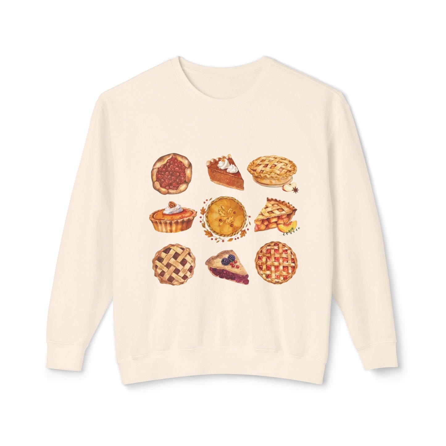 Pie Lover Sweatshirt — Cute Assorted Pies Graphic Crewneck