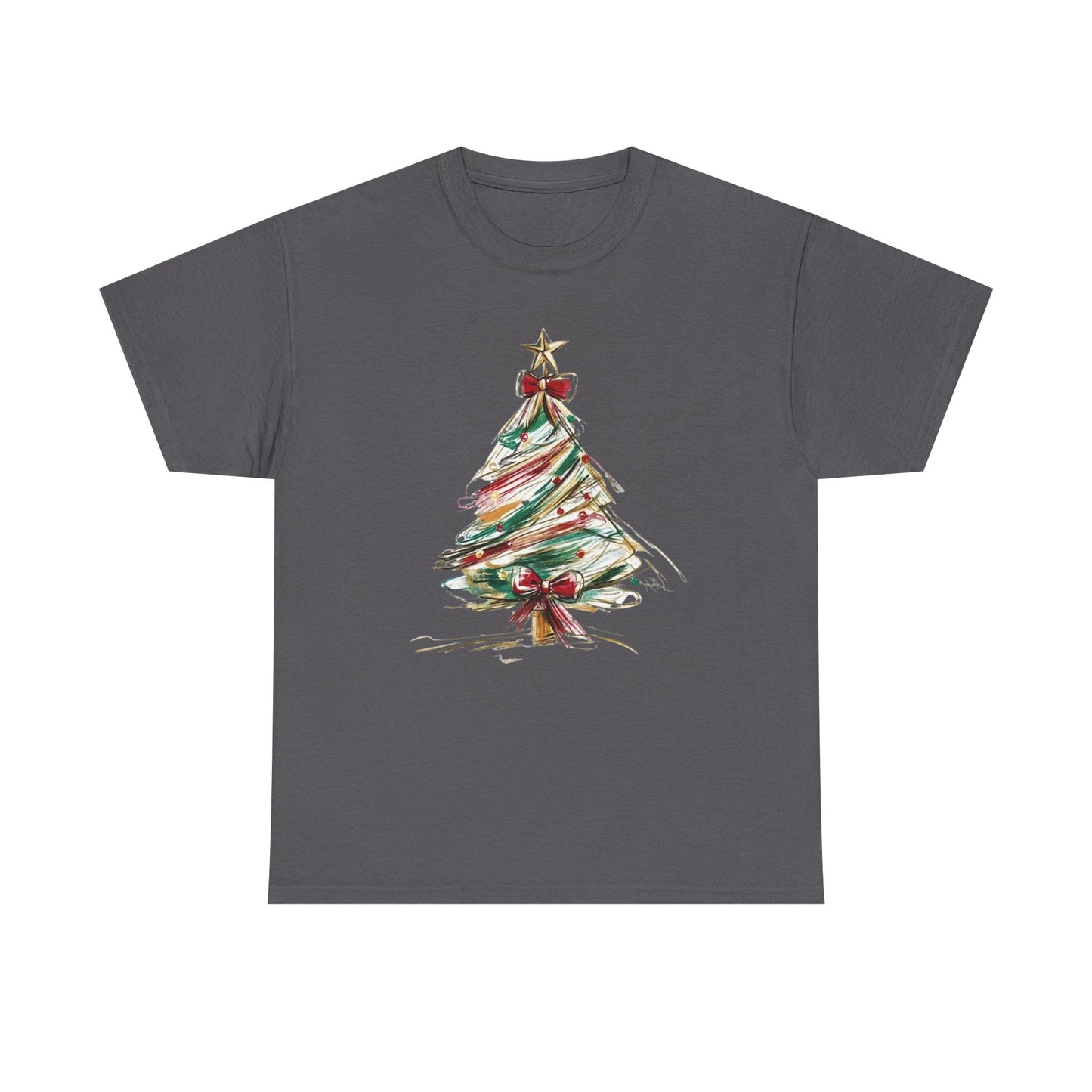 Christmas Tree Graphic Tee — Festive Painted Holiday T‑Shirt