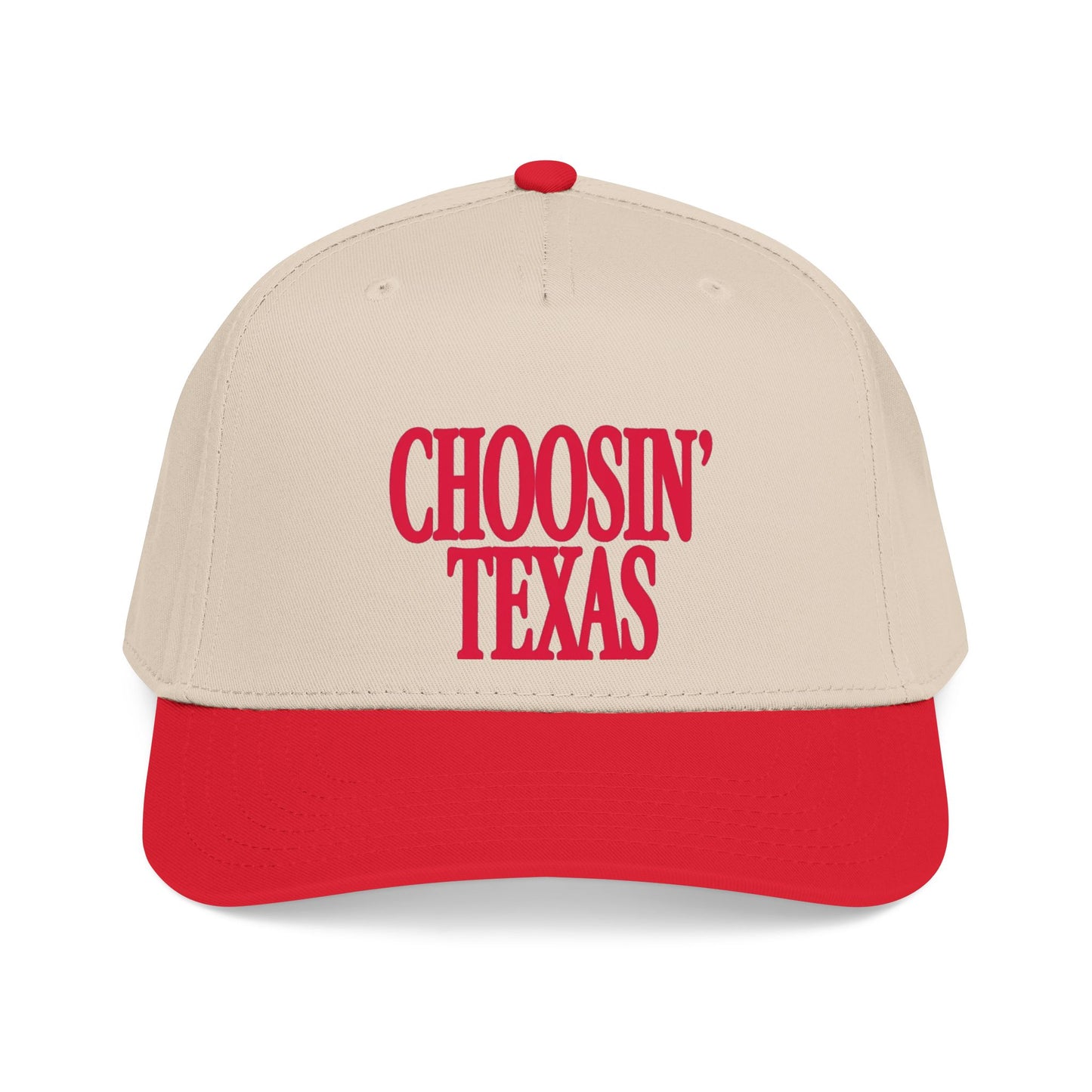 Choosin' Texas Mid Profile Baseball Cap — Red & Cream Retro State Pride Hat