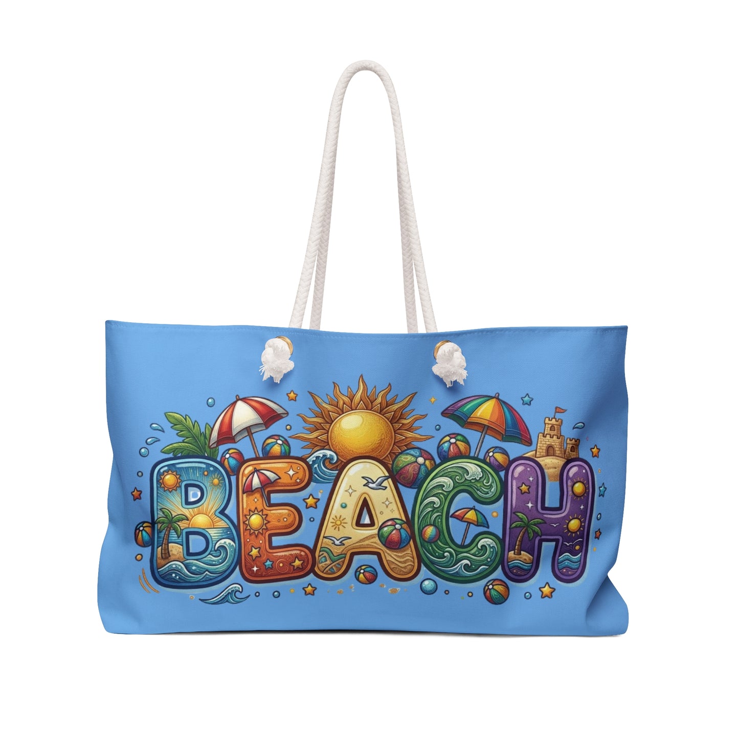 Beach Weekender Bag — Colorful Summer Graphic Travel Tote