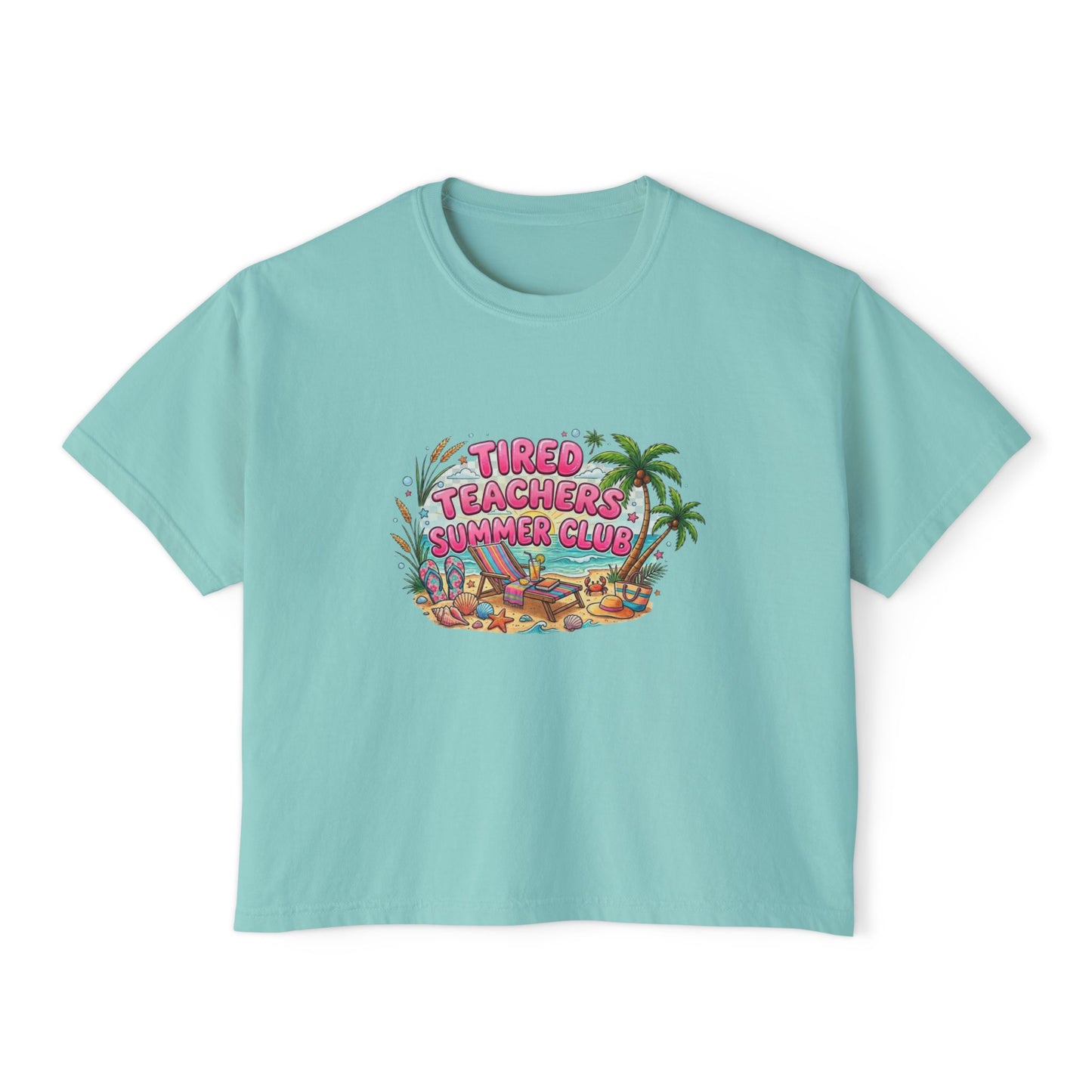 Tired Teacher Summer Club Boxy Tee