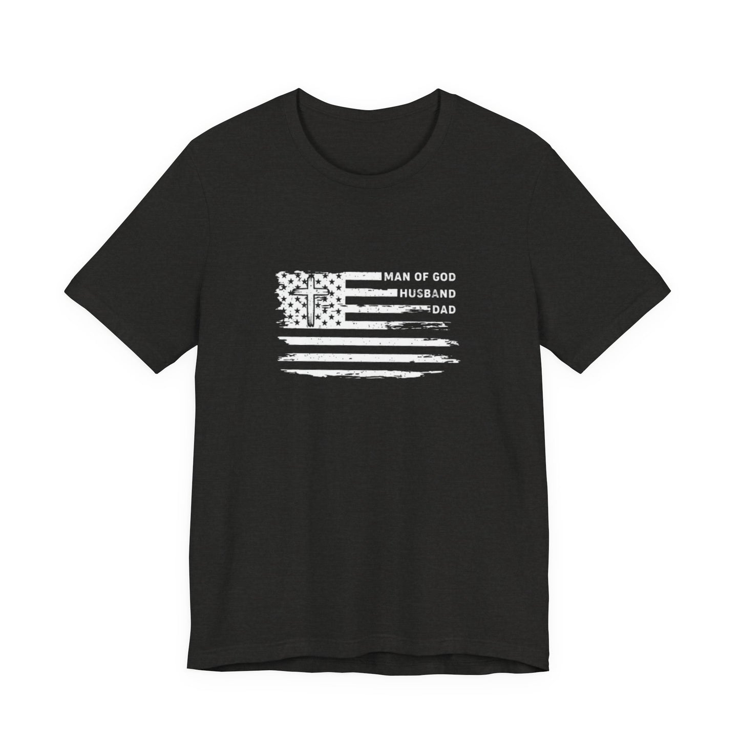 God, Husband, Dad Flag T-Shirt — Patriotic Faith-Based Father's Day Tee