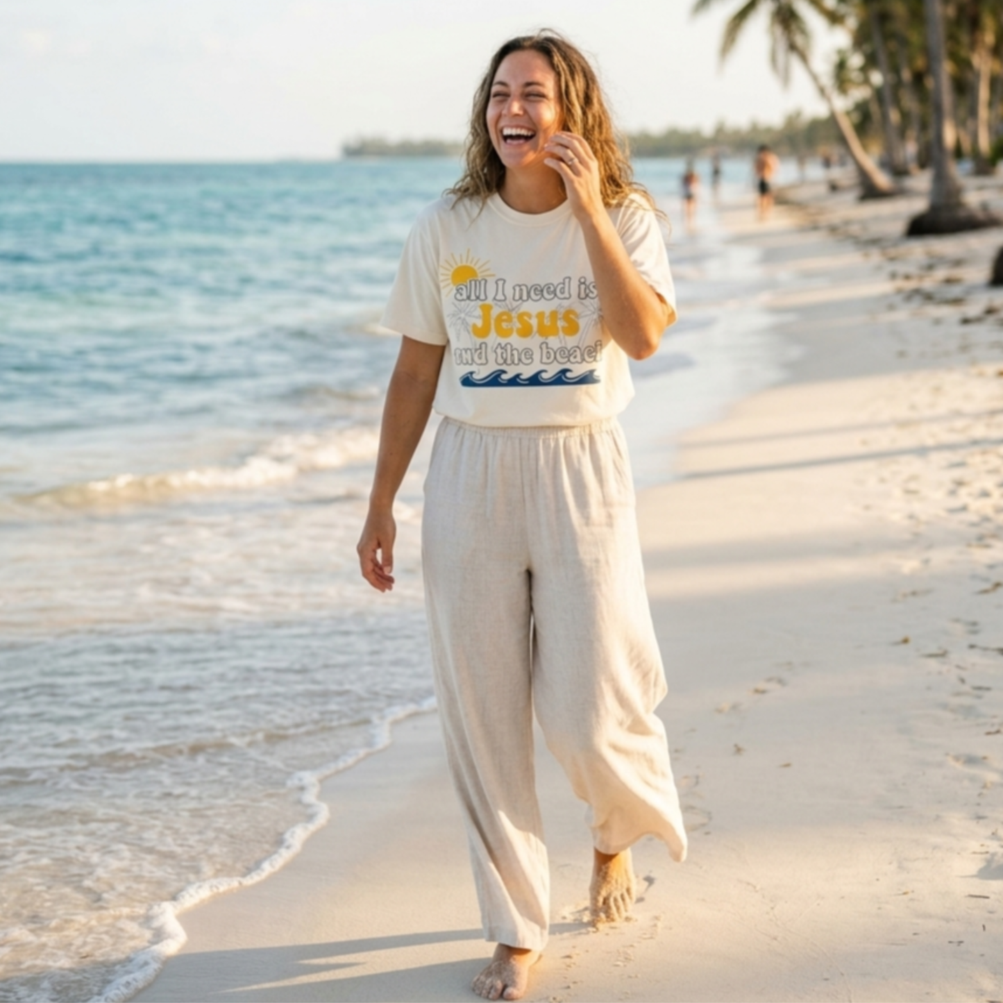 Jesus and the Beach T-Shirt – "All I Need Is Jesus and the Beach" Christian Beach Tee