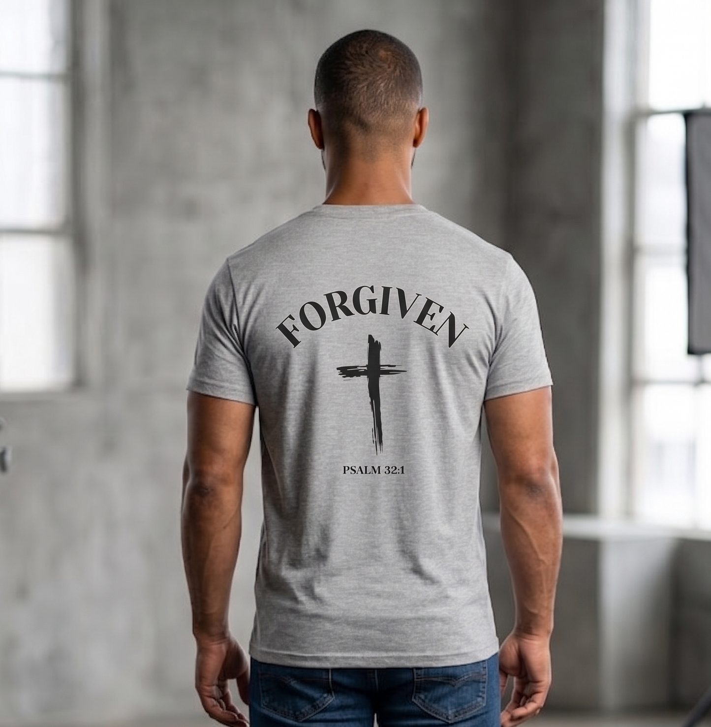 Forgiven Cross T-Shirt — 'Forgiven' Psalm 32:1 Christian Tee