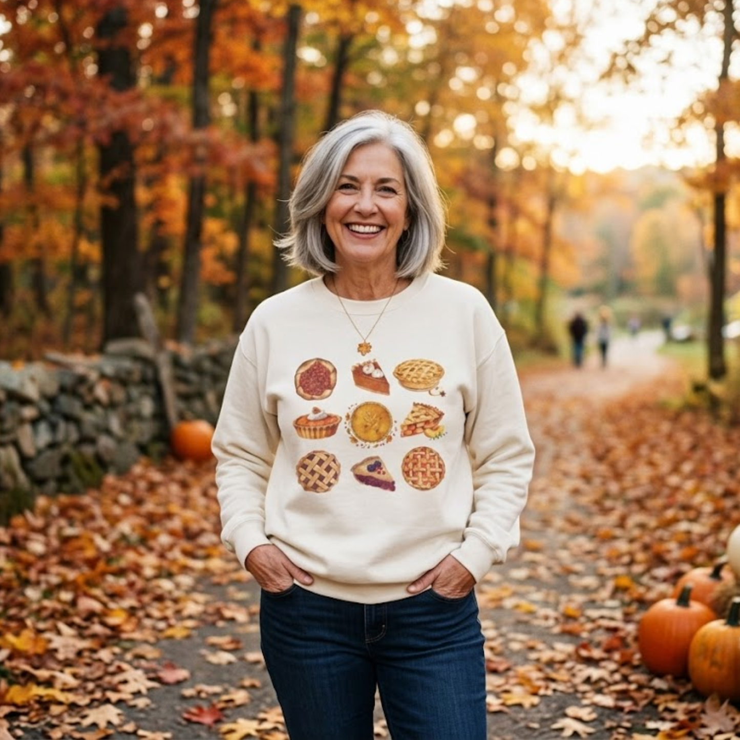 Pie Lover Sweatshirt — Cute Assorted Pies Graphic Crewneck