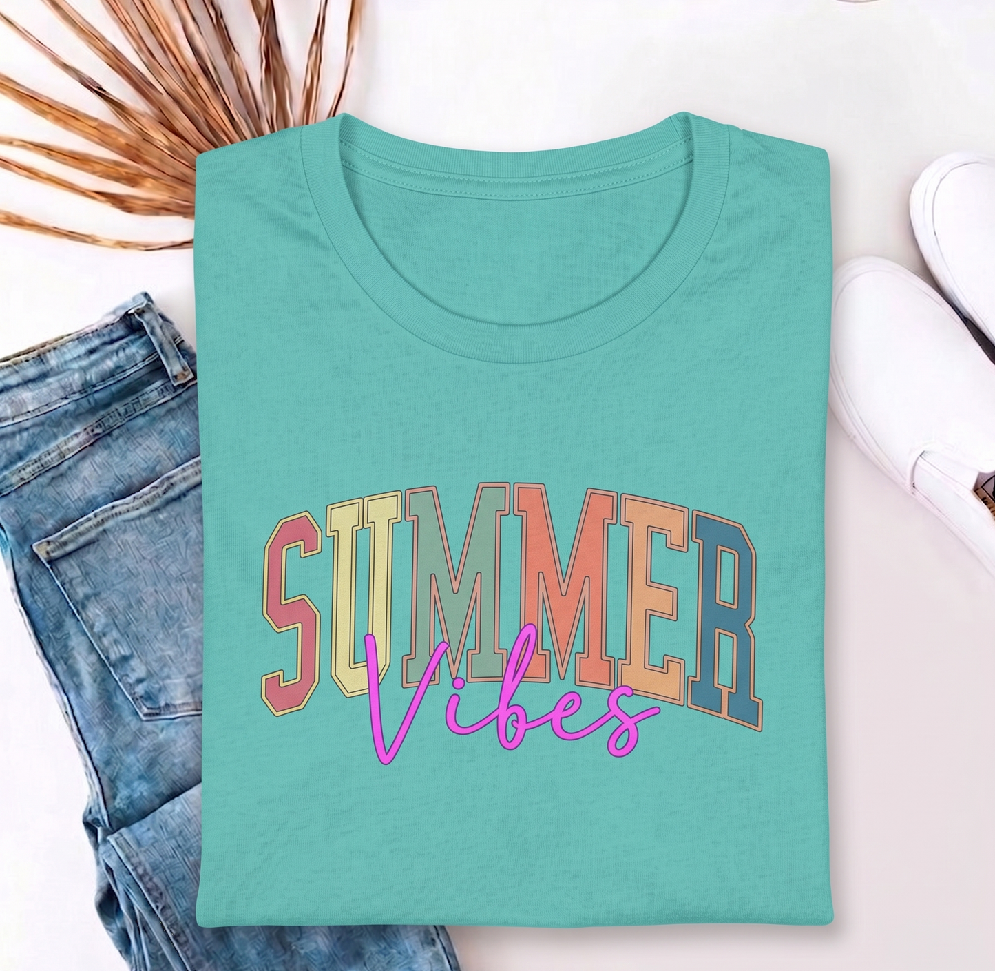 Summer Vibes Tee — Colorful Retro Graphic Women's Shirt