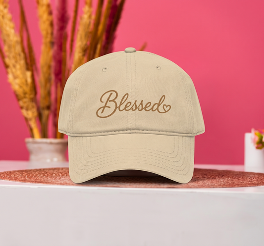Blessed Embroidered Baseball Cap — Washed Cotton Casual Hat