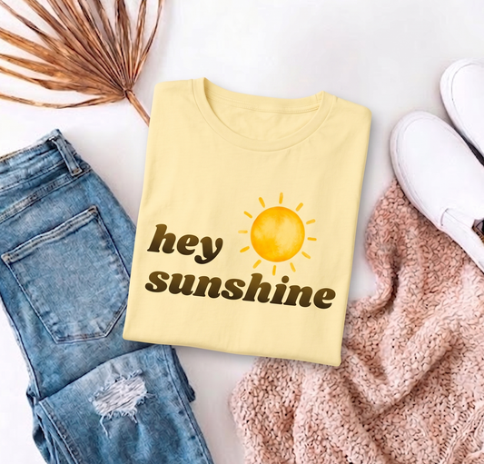 Hey Sunshine T-Shirt — Retro Sun Graphic Tee