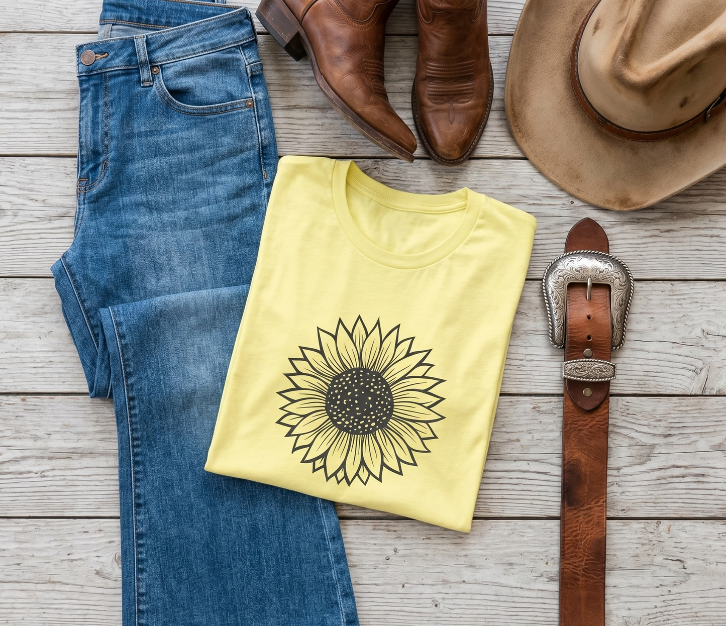 Sunflower Graphic Tee — Women's Floral Short Sleeve Shirt