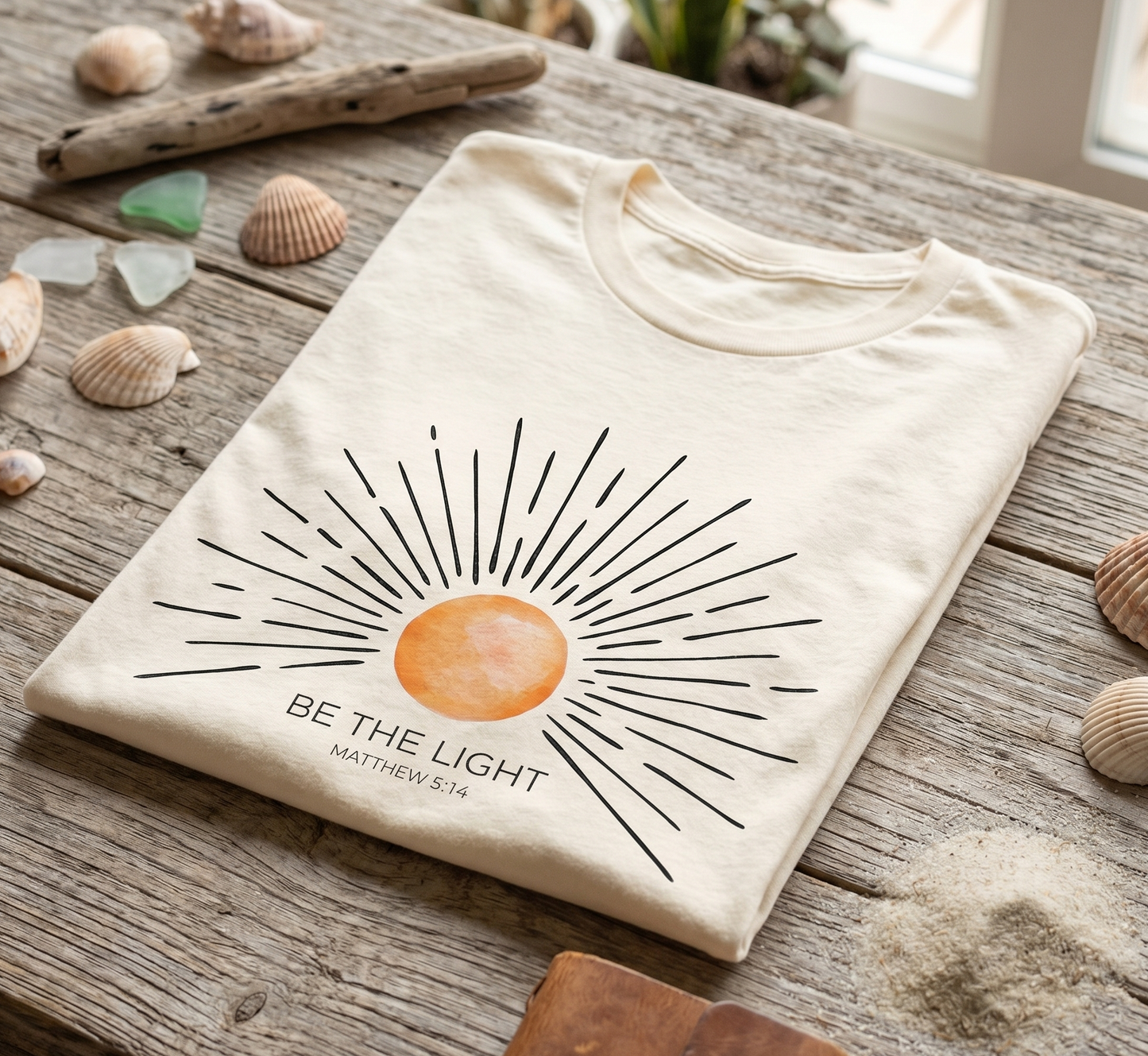 Be The Light Sun Graphic Tee — Inspirational Spiritual T‑Shirt