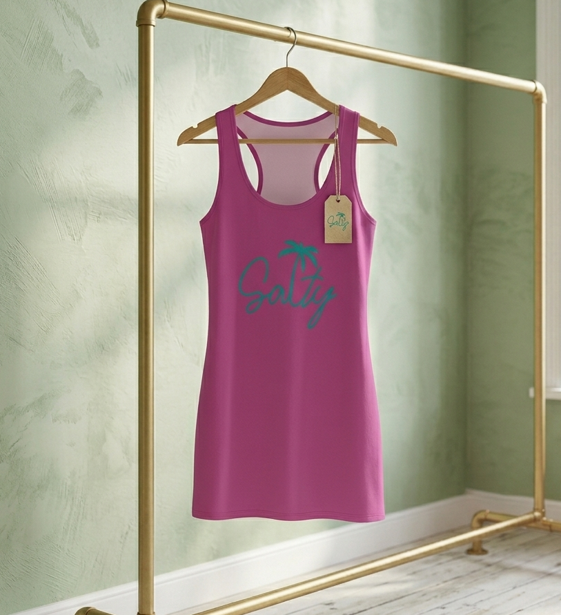 Salty Palm Racerback Dress – Beachy Pink Sundress for Women