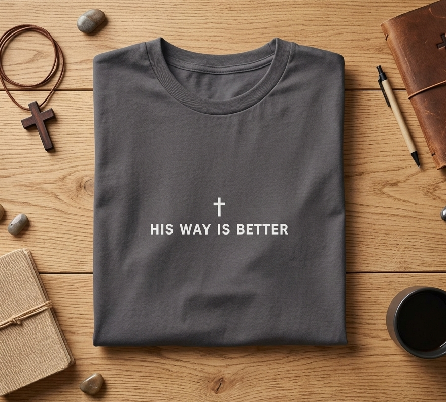 Christian Tee "His Way Is Better" Cross Graphic