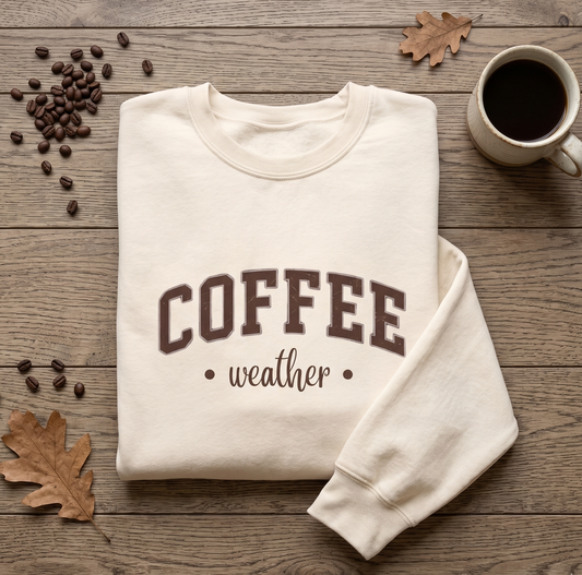 Coffee Weather Crewneck Sweatshirt — Cozy Coffee Lover Pullover