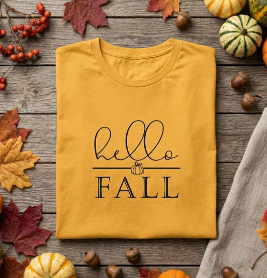 Hello Fall Women's Tee — Cute Pumpkin Autumn Shirt