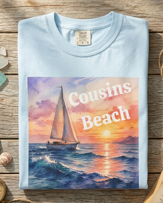 Cousins Beach Sailboat T-Shirt