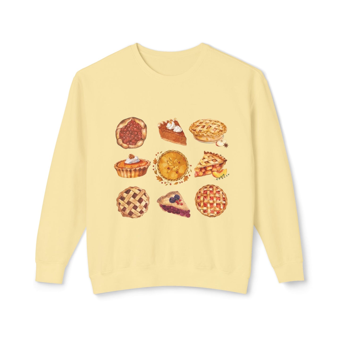 Pie Lover Sweatshirt — Cute Assorted Pies Graphic Crewneck
