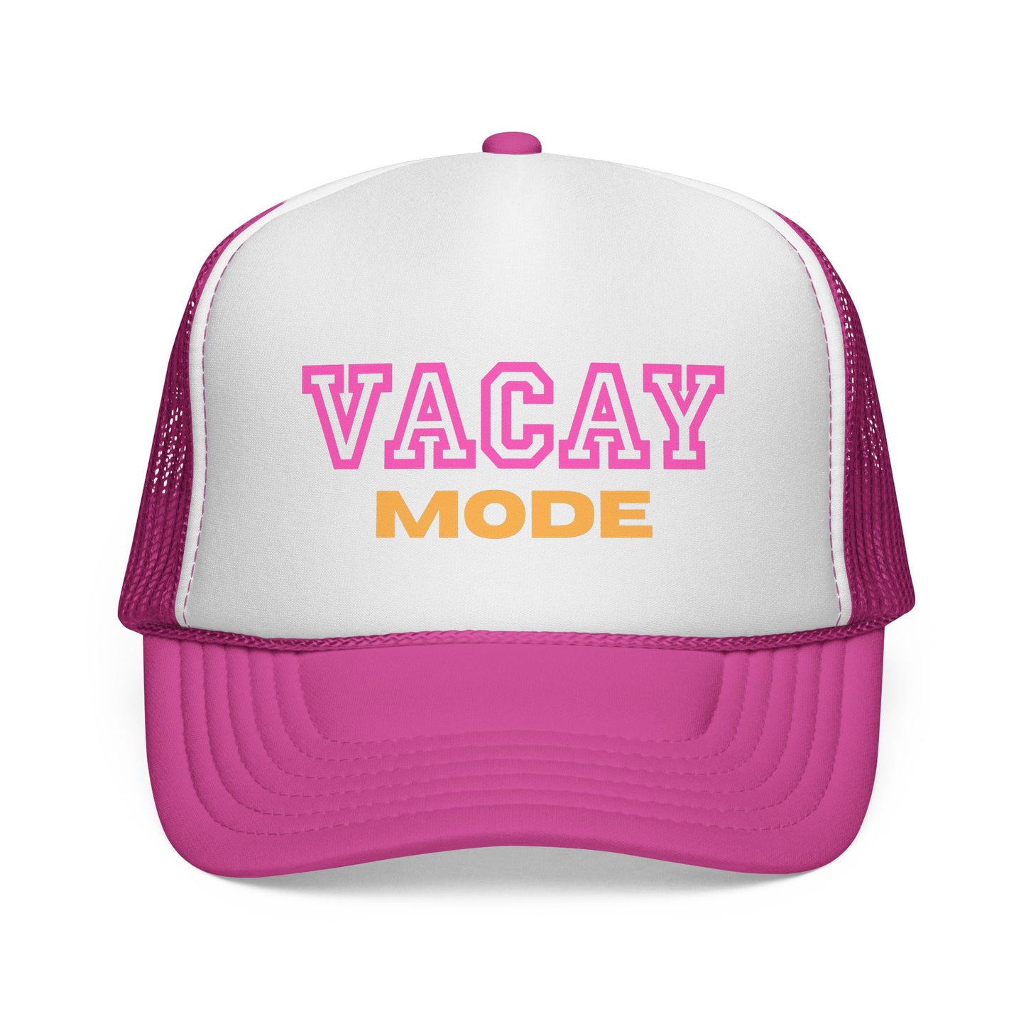 Vacay Mode Trucker Hat — Pink Vacation Baseball Cap
