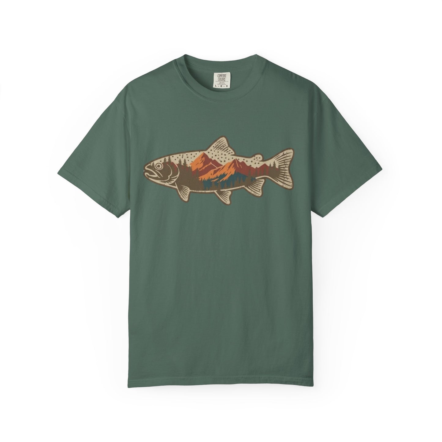 Vintage Trout T-Shirt — Mountain Sunset Fish Graphic Tee