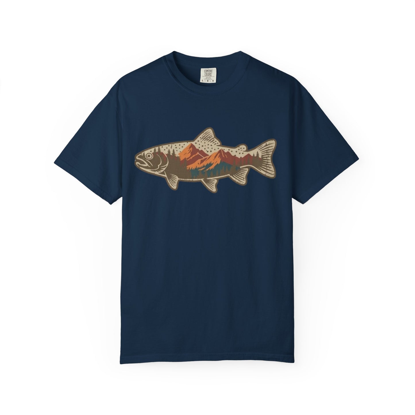 Vintage Trout T-Shirt — Mountain Sunset Fish Graphic Tee