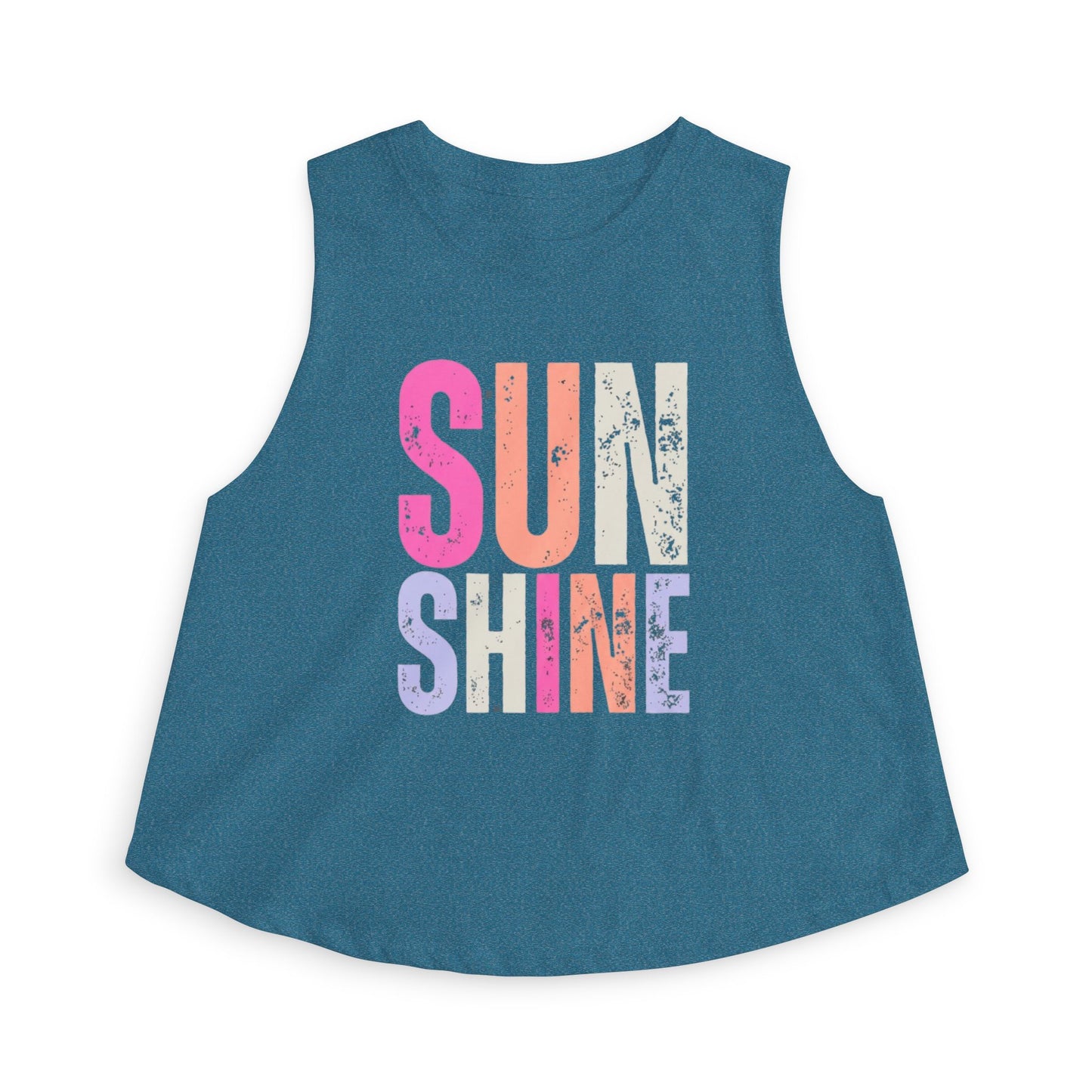 Sunshine Graphic Crop Top – Women’s Retro Colorblock Summer Tank