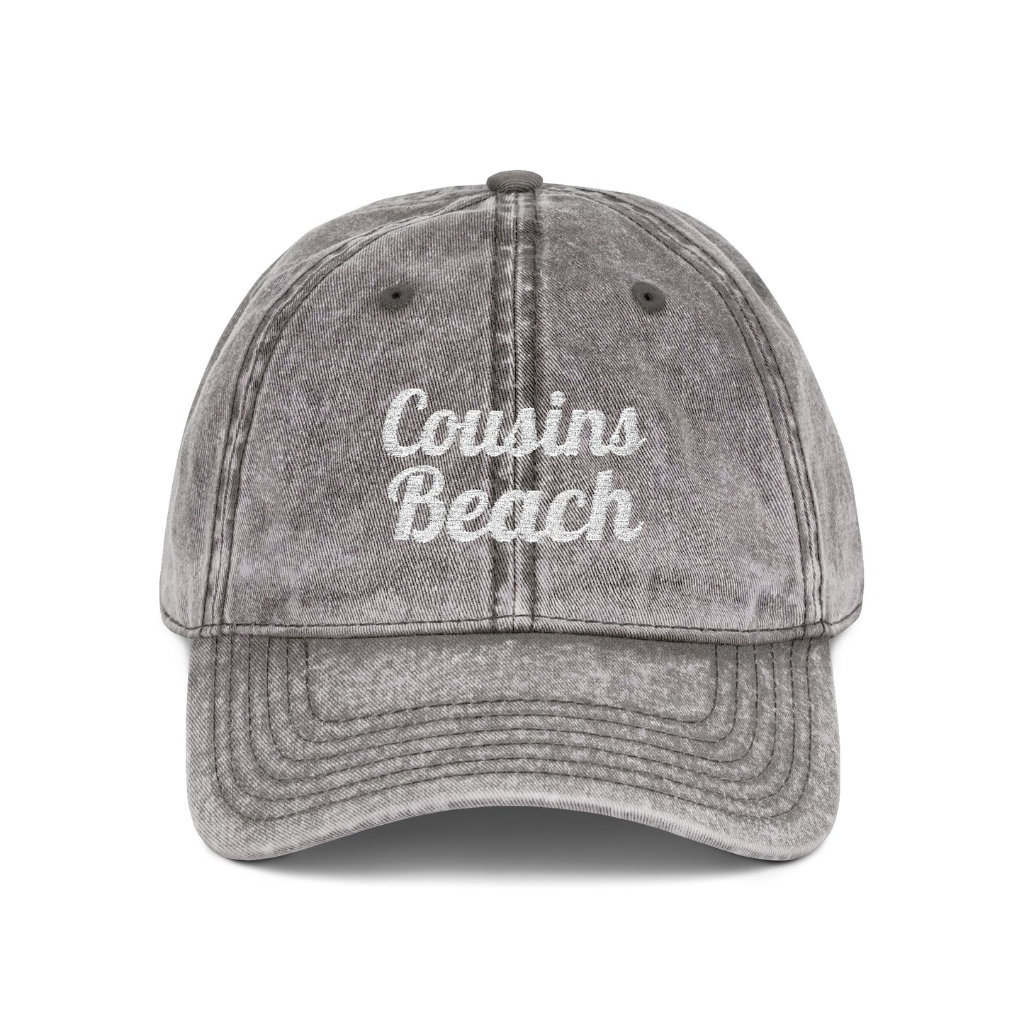 Vintage Embroidered Cap — "Cousins Beach" Distressed Baseball Hat