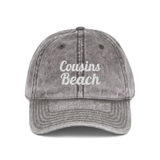 Vintage Embroidered Cap — "Cousins Beach" Distressed Baseball Hat