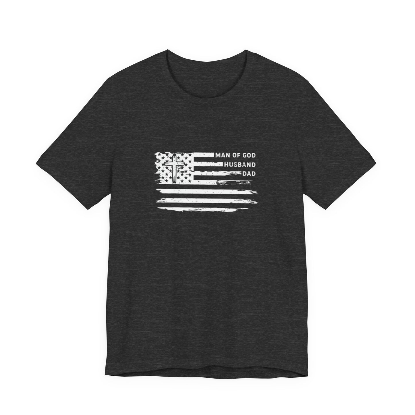 God, Husband, Dad Flag T-Shirt — Patriotic Faith-Based Father's Day Tee
